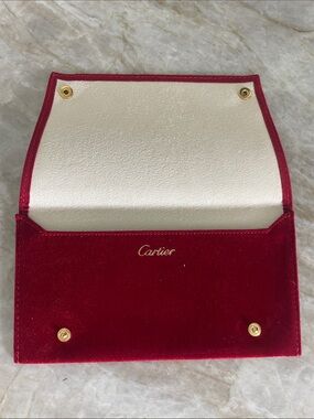 BRAND NEW! Cartier Red Velvet and Cream Lined Jewelry Case. 7.5 X 4 inches